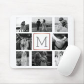 Weddenfoto Collage Monogram zwart-wit Muismat (Met muis)