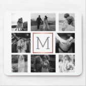 Weddenfoto Collage Monogram zwart-wit Muismat (Voorkant)