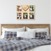 Weddenfoto Collage Rustic Hessian Heart Quote Canvas Afdruk (Insitu (Slaapkamer))