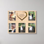 Weddenfoto Collage Rustic Hessian Heart Quote Canvas Afdruk (Voorkant)