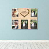 Weddenfoto Collage Rustic Hessian Heart Quote Canvas Afdruk (Insitu (Houten vloer))