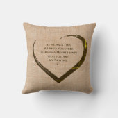 Weddenfoto Collage Rustic Hessian Heart Quote Kussen (Achterkant)