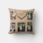 Weddenfoto Collage Rustic Hessian Heart Quote Kussen (Voorkant)