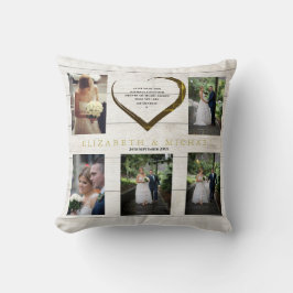Weddenfoto collage Rustic Simple Heart Quote Kussen