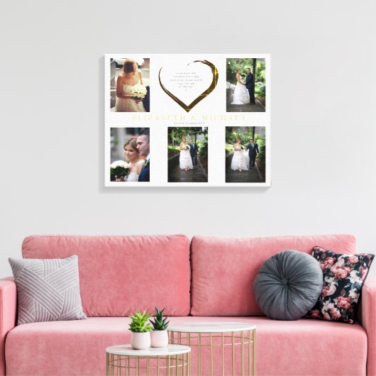 Weddenfoto Collage Simple Heart Quote Canvas Afdruk (Insitu (Woonkamer))