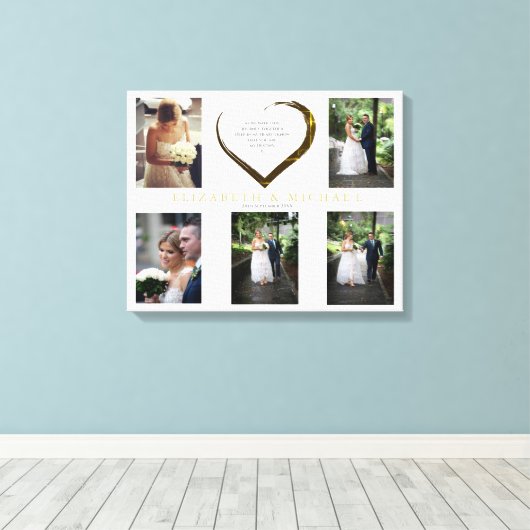 Weddenfoto Collage Simple Heart Quote Canvas Afdruk (Insitu (Houten vloer))