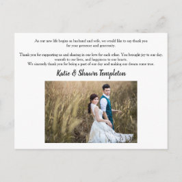 Weddenfoto Dank je dubbelzijdig Briefkaart