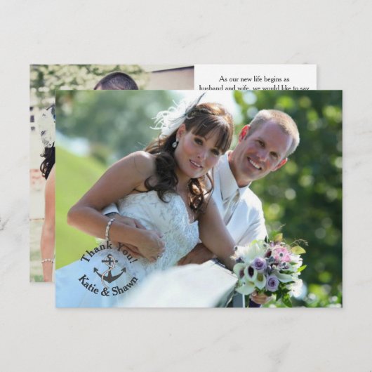 Weddenfoto Dank je dubbelzijdig Briefkaart (Voorkant / Achterkant)