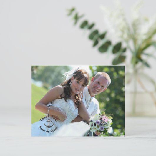 Weddenfoto Dank je dubbelzijdig Briefkaart (Staand voorkant)