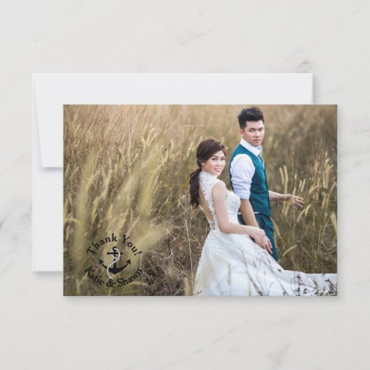 Weddenfoto Dank je dubbelzijdig nichtje Bedankkaart (Voorkant)