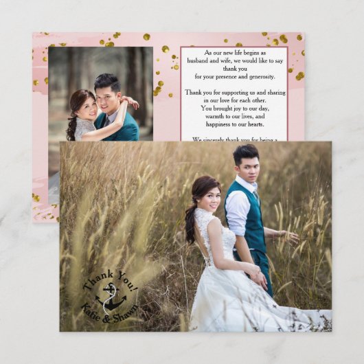 Weddenfoto Dank je dubbelzijdig nichtje Bedankkaart (Voorkant / Achterkant)