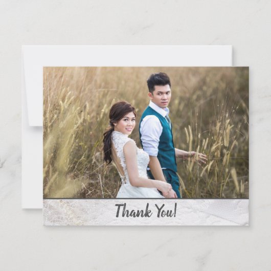 Weddenfoto Dank je dubbelzijdige faux kant (Voorkant)