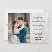 Weddenfoto Dank je dubbelzijdige faux kant (Achterkant)