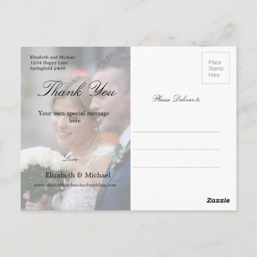 Weddenfoto Dank je palmboom Elegant Modern Briefkaart (Achterkant)