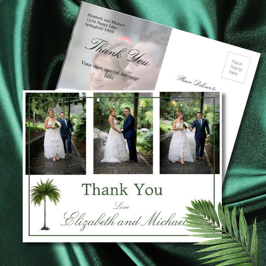 Weddenfoto Dank je palmboom Elegant Modern Briefkaart