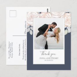 Weddenfoto Elegant Bedankt Stlate Blue Briefkaart