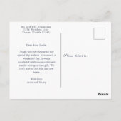 Weddenfoto Elegant Bedankt Stlate Blue Briefkaart (Achterkant)