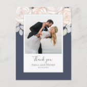 Weddenfoto Elegant Bedankt Stlate Blue Briefkaart (Voorkant)