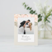 Weddenfoto Elegant Blush Sage Bedankt Briefkaart (Staand voorkant)