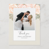Weddenfoto Elegant Blush Sage Bedankt Briefkaart (Voorkant)
