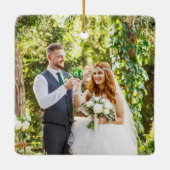 Weddenfoto en Jaar groen geheugen Keramisch Ornament (Achterkant)