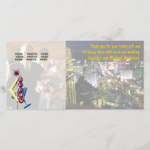 Weddenfoto Foto: Je als Vegas als neonteken Bedankkaart