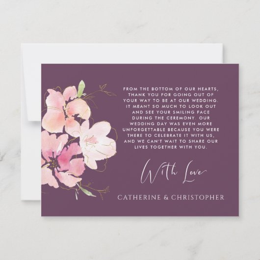 Weddenfoto Front | Achterzijde Paars chassis Bedankkaart (Achterkant)