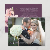 Weddenfoto Front | Achterzijde Paars chassis Bedankkaart (Voorkant / Achterkant)