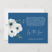 Weddenfoto Front | Blauw en witte Floral terug Bedankkaart (Achterkant)