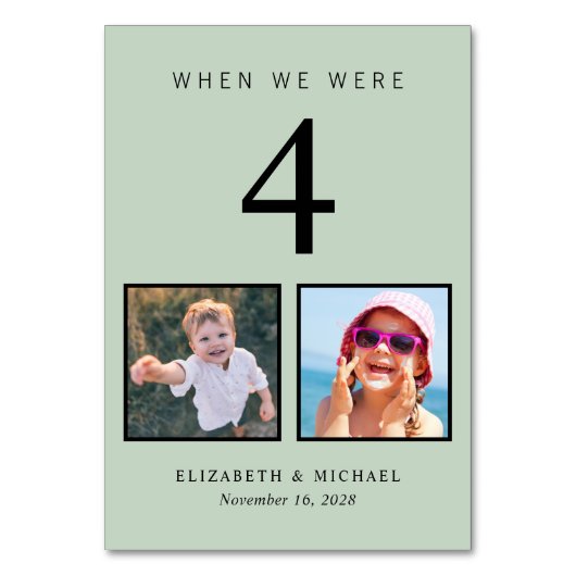 Weddenfoto Fun Sage Green Kaart (Achterkant)