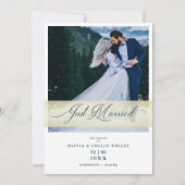 Weddenfoto gewoon gehuwd met hand Letterd citaat Kaart (Voorkant)