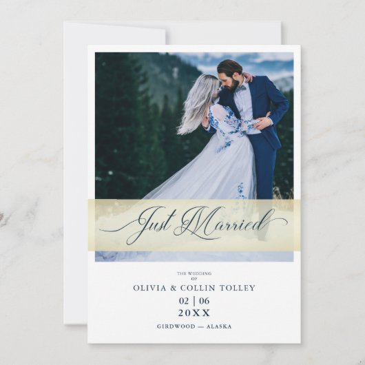 Weddenfoto gewoon gehuwd met hand Letterd citaat Kaart (Voorkant)