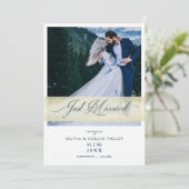 Weddenfoto gewoon gehuwd met hand Letterd citaat Kaart (Staand voorkant)