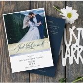 Weddenfoto gewoon gehuwd met hand Letterd citaat Kaart