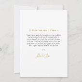 Weddenfoto, gouden script, moderne bruiloft bedankkaart (Achterkant)