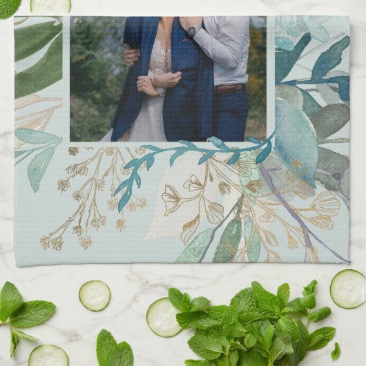 Weddenfoto GREENERY Modern Custom Chic Theedoek (Gevouwen)
