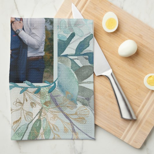 Weddenfoto GREENERY Modern Custom Chic Theedoek (Quarter Fold)