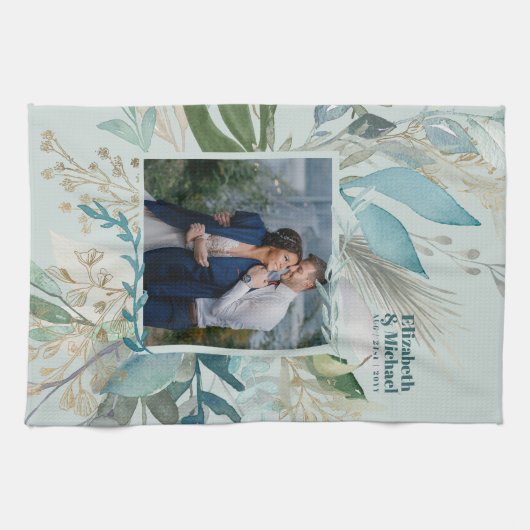 Weddenfoto GREENERY Modern Custom Chic Theedoek (Horizontaal)