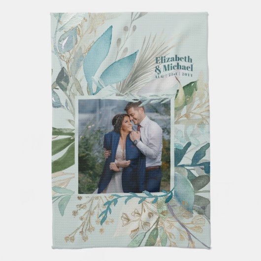 Weddenfoto GREENERY Modern Custom Chic Theedoek (Verticaal)