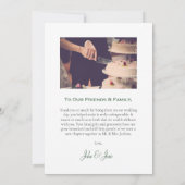 Weddenfoto, groene bladeren bruiloft bedankkaart (Achterkant)