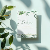Weddenfoto, groene bladeren bruiloft bedankkaart