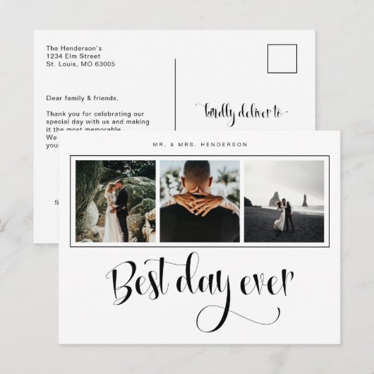 Weddenfoto Hartelijk dank Aankondigingskaart (Voorkant / Achterkant)