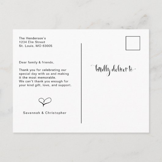 Weddenfoto Hartelijk dank Aankondigingskaart (Achterkant)
