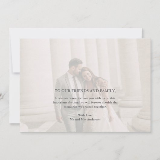 Weddenfoto Hartelijk dank Bedankkaart (Achterkant)