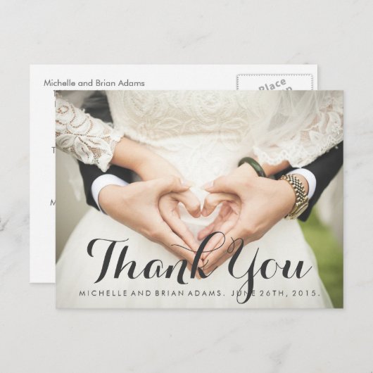 Weddenfoto Hartelijk dank Briefkaart (Voorkant / Achterkant)