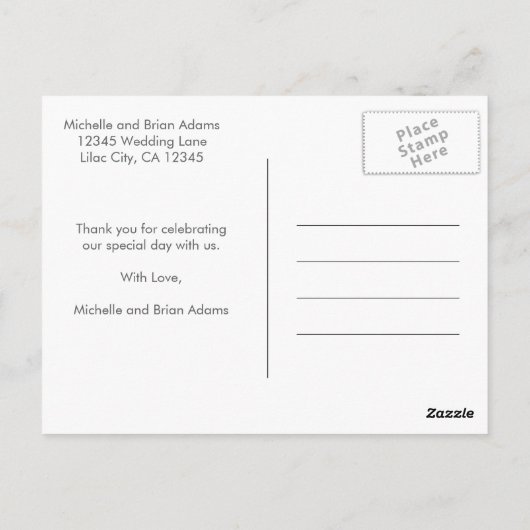 Weddenfoto Hartelijk dank Briefkaart (Achterkant)