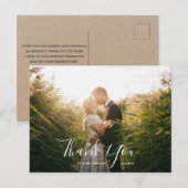 Weddenfoto Hartelijk dank | Elegant Script Briefka Briefkaart (Voorkant / Achterkant)