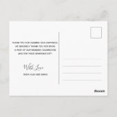 Weddenfoto Hartelijk dank | Elegant Script Briefka Briefkaart (Achterkant)