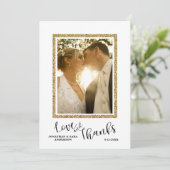 Weddenfoto Hartelijk dank Faux Gold Glitter Lijst Bedankkaart (Staand voorkant)