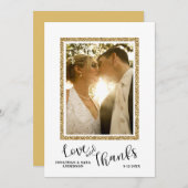 Weddenfoto Hartelijk dank Faux Gold Glitter Lijst Bedankkaart (Voorkant / Achterkant)